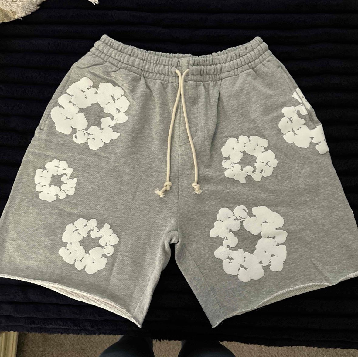 Grey Denim Tear Shorts