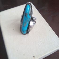 Vintage Silver And Turquoise Ring Size 7