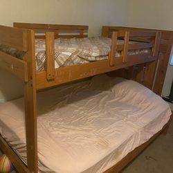 Real Oak Wood Bunk Bed Twin Over Full