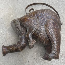 Vintage Metal Elephant Hammered Copper Water Can