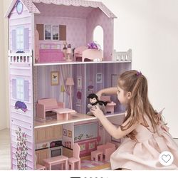 Olivia's Little World Tiffany 3-Story Wooden Doll House for 12" Dolls