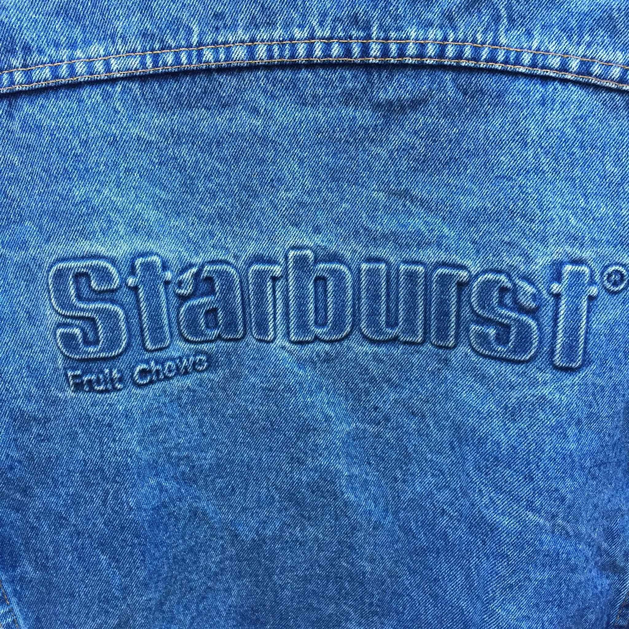 Vintage Starburst Fruit Chews Embossed Denim Jean Jacket