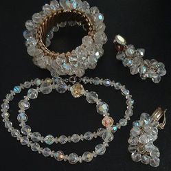 3 Piece Lewis Segal Dangle Drop Clip On Earrings. Necklace & Bracelet 