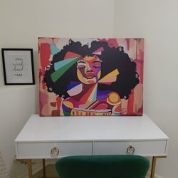 Black Girl Wall Canvas By Pink Lomein