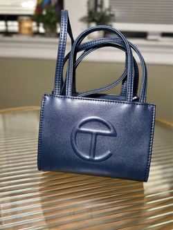 Telfar Navy Blue Mini Shopping Bag + Dust Bag