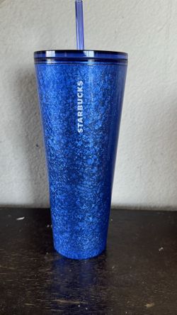 NEW Starbucks Refill Tumbler January 2024 Glittery Blue