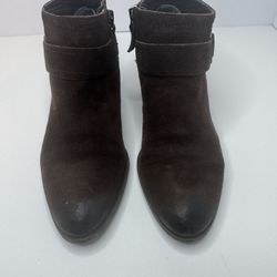 Franco Sarto Barrett Dark Brown Suede Ankle Boots Size 6M