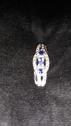 925 Sterling Silver Charm With Real Diamonds Chips & Purple Stones in the Middle. Beautiful Charm.