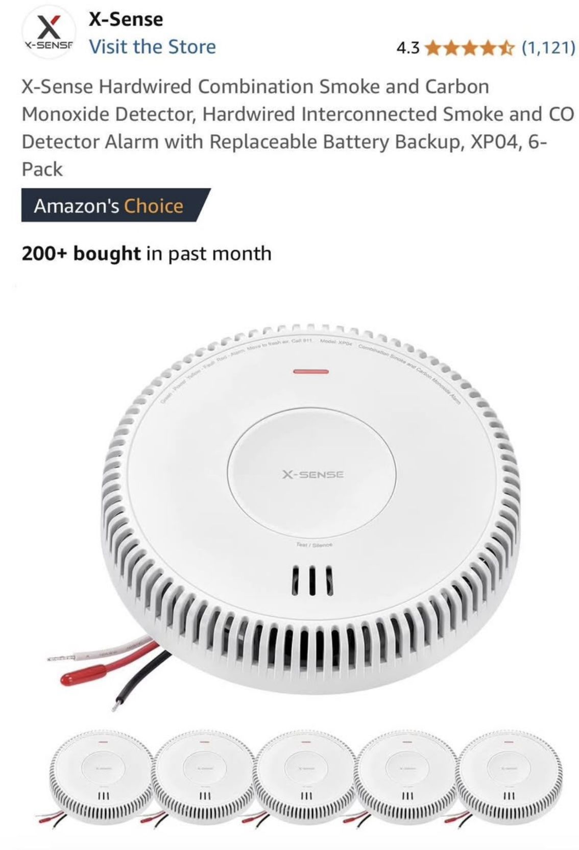 X-Sense Hardwired Combination Smoke and Carbon Monoxide Detector, Hardwired Interconnected Smoke and