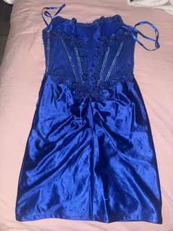 Amelia Couture Strapless Fitted Mini Dress Royal Blue