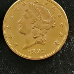 Authentic 1897-S U.S. $20 GOLD LIBERTY HEAD COIN