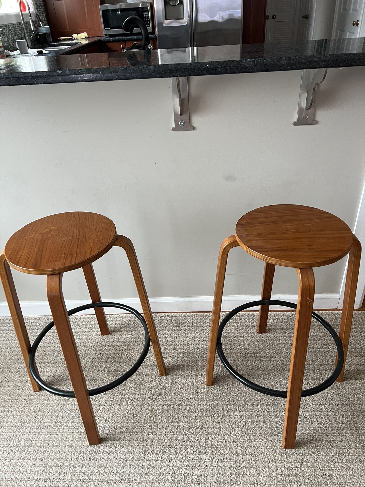 Wooden Bar Stools (sale In Pair)