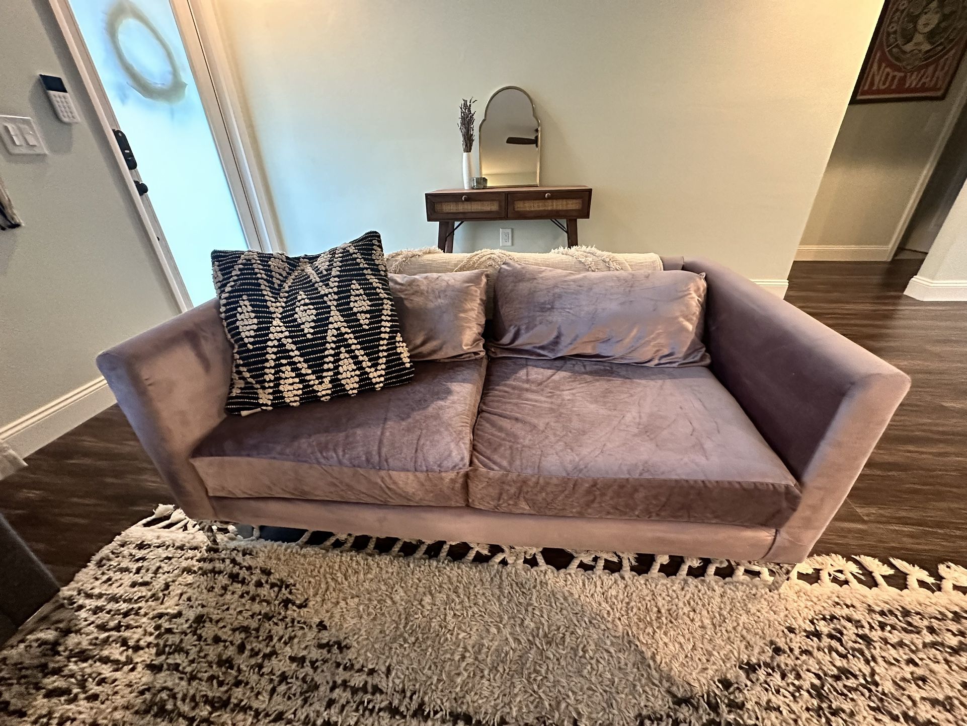 Urban Outfitters Chamberlin Lavender Velvet Love Seat