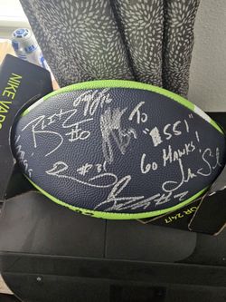 Seattle Seahawks Autographed Signed Football From 2022 Season Tyler Lockett And Many Other Players