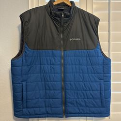  VTG OUTWEAR NWOT COLUMBIA BLUE/BLACK PUFFER JACKET VEST SIZE XXL