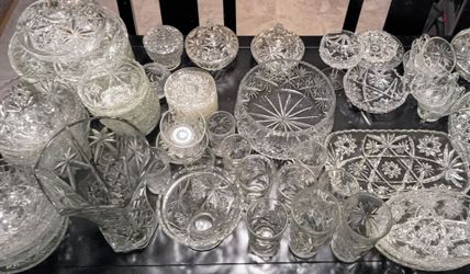 Vintage anchor Hocking crystal dine and serve ware