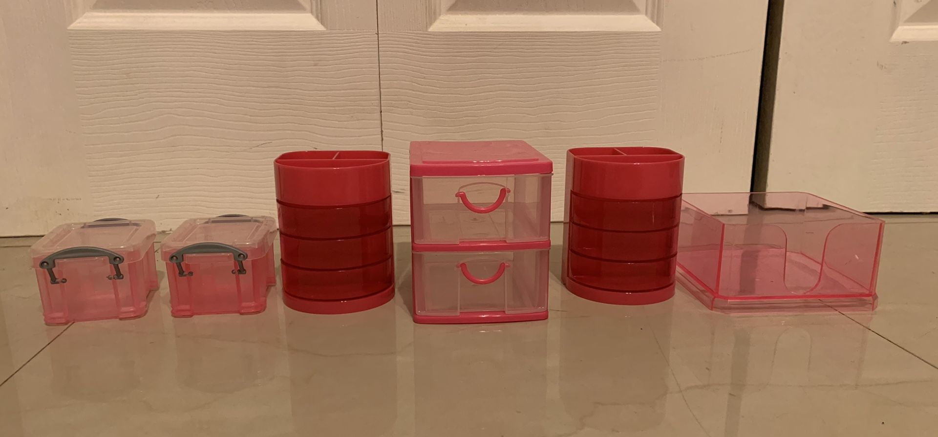 Pink desk organizers