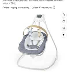 Ingenuity SimpleComfort Compact Soothing Baby Swing for Infants, Blue