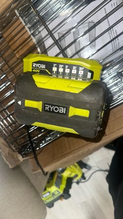 Ryobi 40V Lithium-Ion battery and a compatible charge
