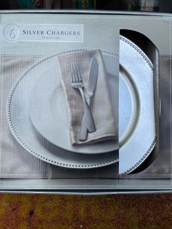 12 NEW Formal Beaded Silver Chargers