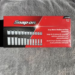 Snap-On 3/8 Shallow & Deep Metric Sockets 8-19 (224SFFSM) Chrome BRAND NEW!!
