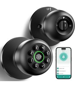 Fingerprint Door Lock, Smart Fingerprint Door Knob with Keypad, Biometric Door Lock with App Control, Auto Lock Door Lock with Code, Keyless Door Knob