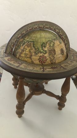 Vintage Style wooden Globe with Stand
