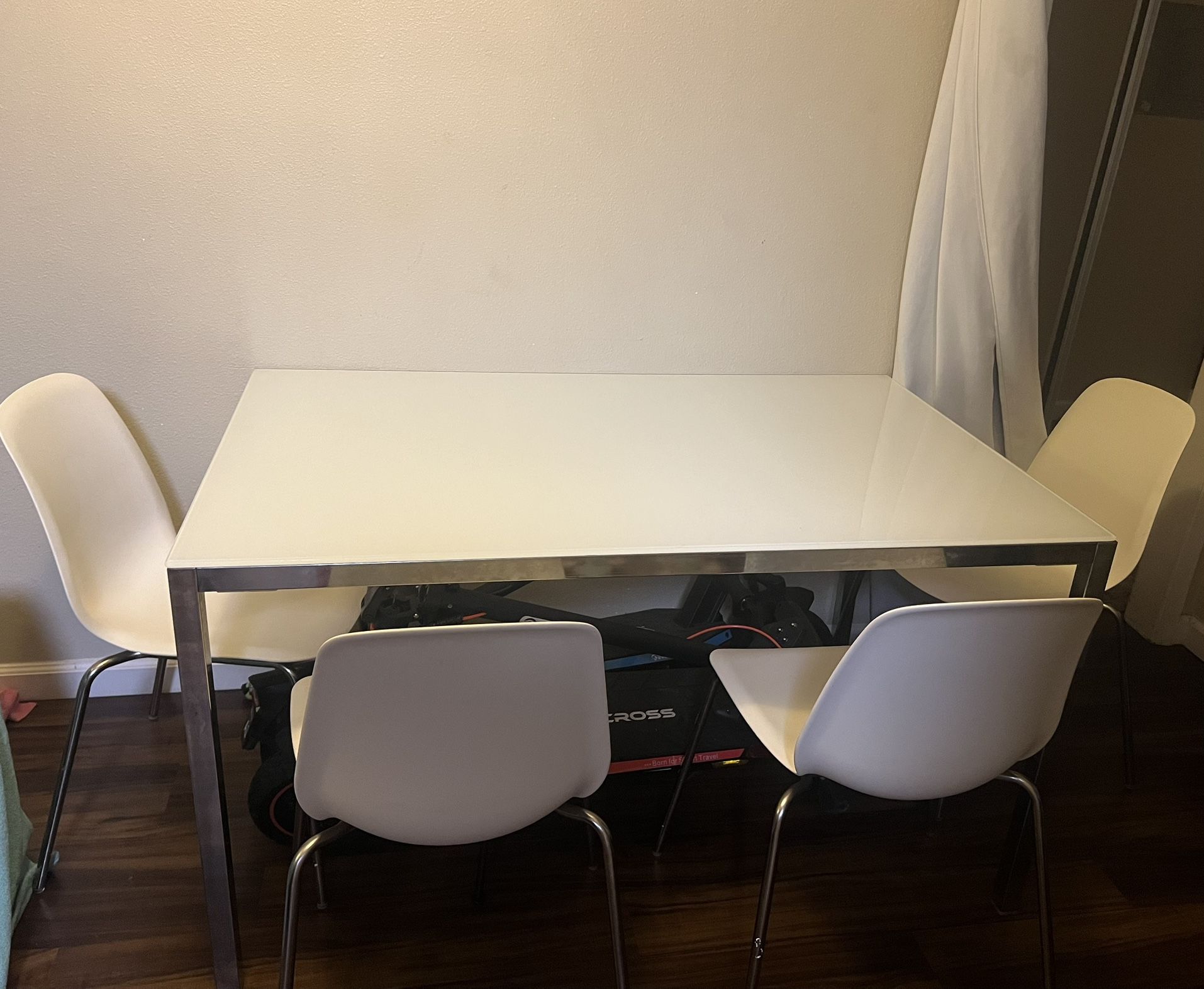 White And Silver Dining Table