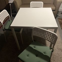 Kitchen White Table And 3 Chairs