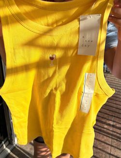 A New Day Yellow Ribbed Tank Top Size L