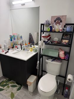 Black over the toilet storage