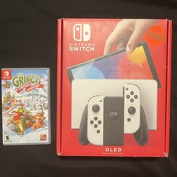 Nintendo Switch OLED White Console Bundle w/ Box, 128GB SD Card & Game– Like New