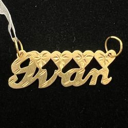 $200 Ivan Yellow Gold Name Plate Charm