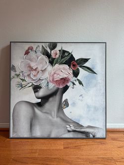 Large Floral Woman Canvas Wall Art