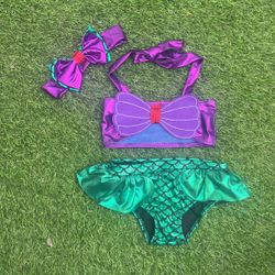 Kids Toddler Baby Girl Mermaid Swimsuits Halter Swimwear Bikini Set with Headband 3Pcs Set
