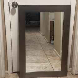 Renin Austin 24 Inch X 36 Inch Framed Antique Pewter Bev. Mirror