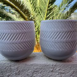 Heavyweight Glazed White Boho Etched Ceramic Planters Small Plant Pots | Storage & Organization