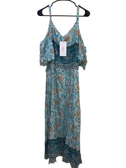 BloomChic Floral Paisley Boho Teal Emerald Midi Dress Size 26 NWT