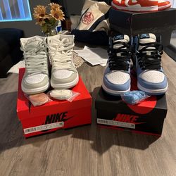 Jordan 1 High Gs Size 7 And Women’s Size 8. Sea foam And University Blue!