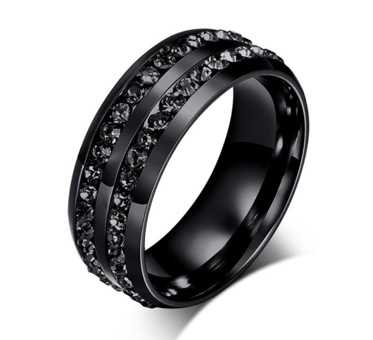 New S925 Black Gunmetal Men Wedding Ring Wedding Band