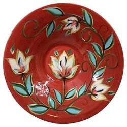 Vintage Southern Living Gail Pittman Red Bountiful Floral Square Platter & Round Bowl