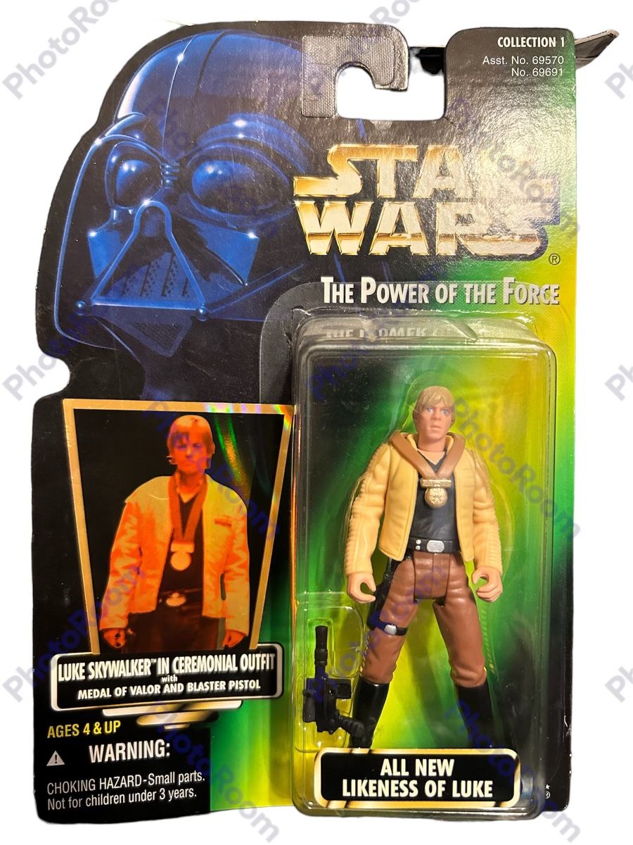 Star Wars 1996 Collection 1 Luke Skywalker In Ceremonial Outfit With Medal Of Valor And Blaster Pistol Holo