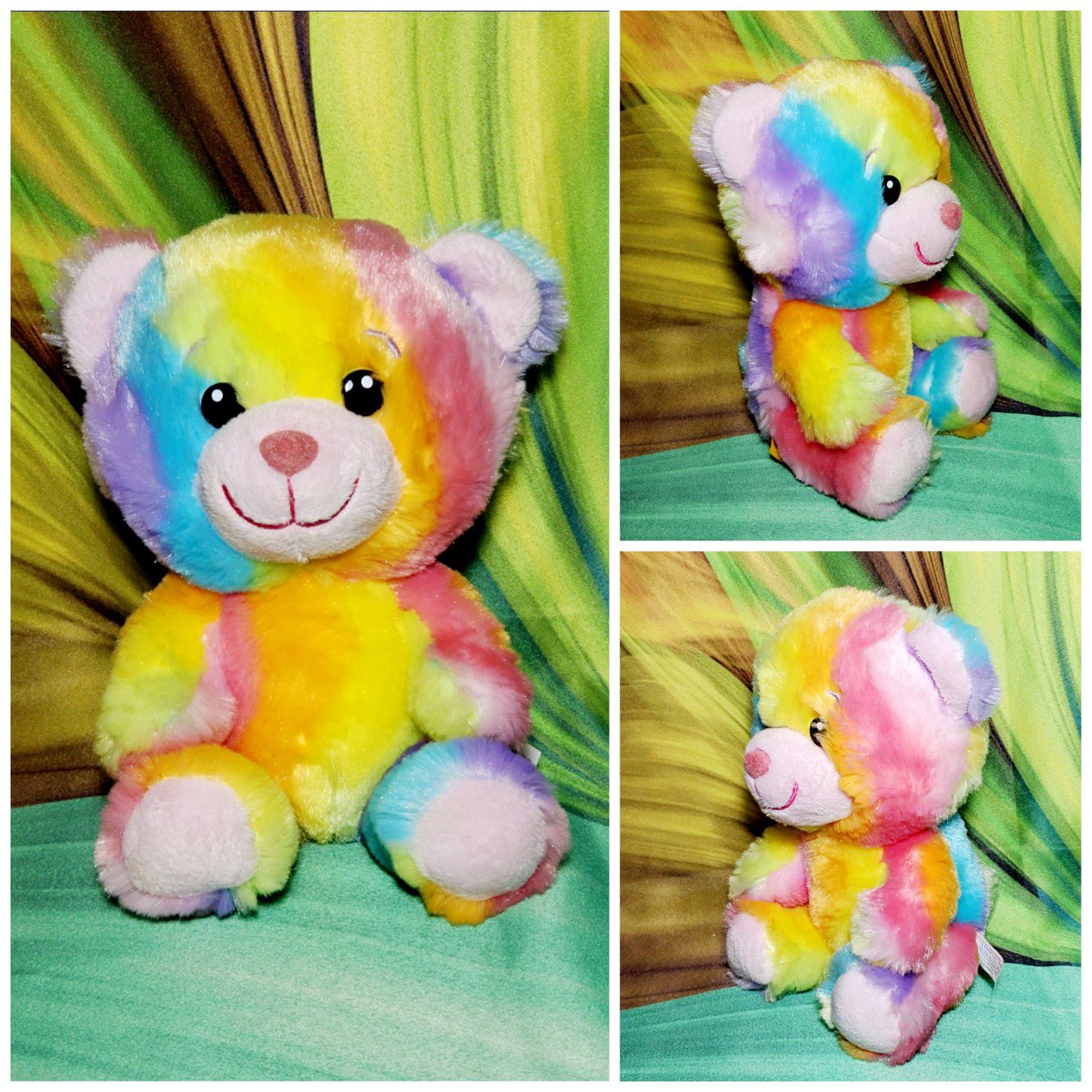 🌺RARE 7” Build a Bear Rainbow Teddy Small Fry Buddies BAB Plush