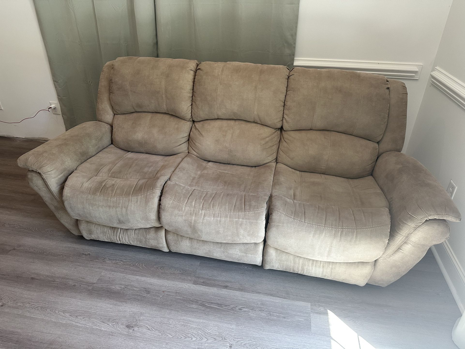 Tan Recline Couch Sofa
