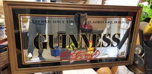 Guinness Bar/Beer Mirror Signature Beautiful Wood Frame 65" 3/4 x 33" 1/2Â