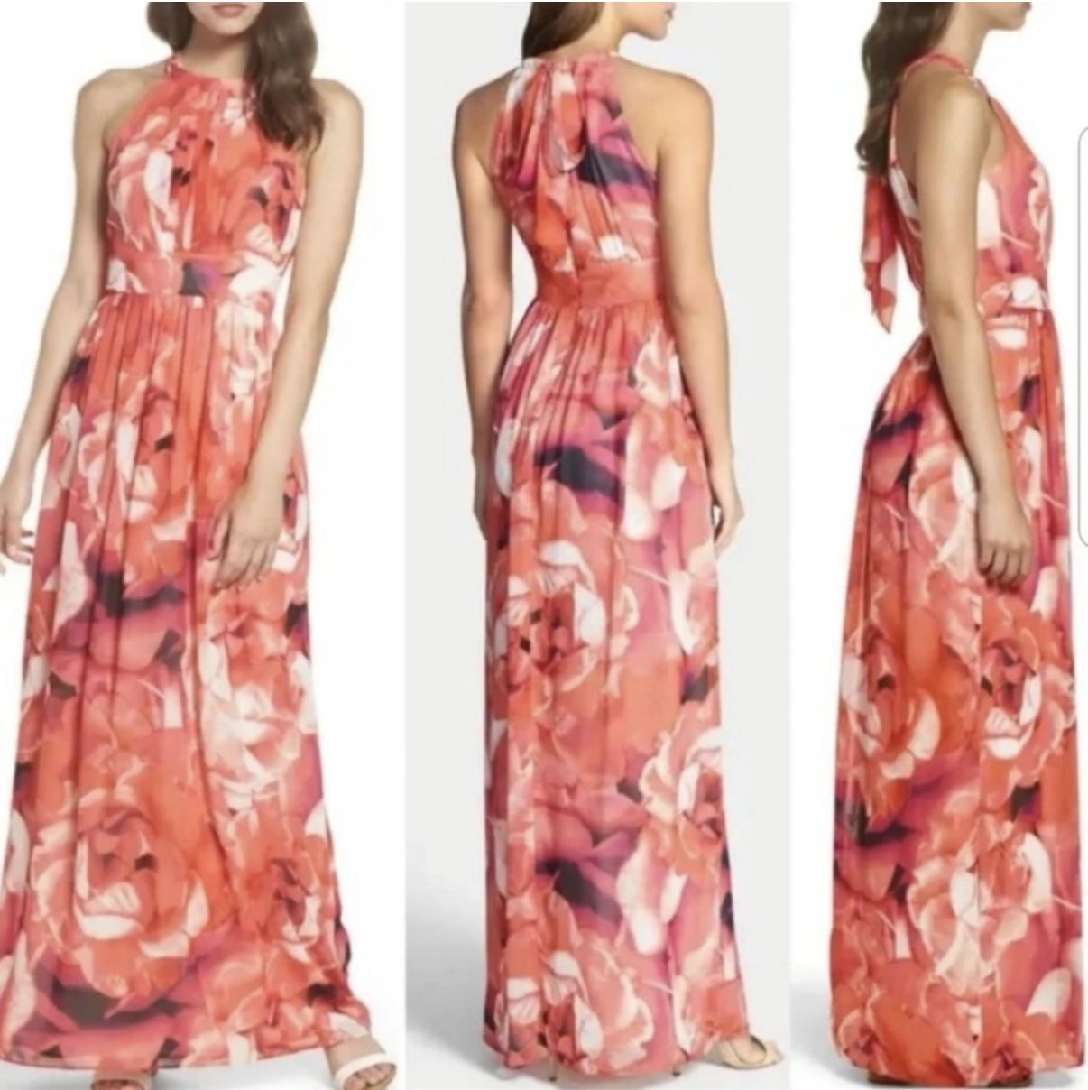 Brand New Eliza J Floral Chiffon Maxi Dress - Size 10