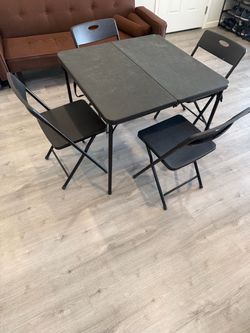 Black Folding Table and 4 Chairs Set