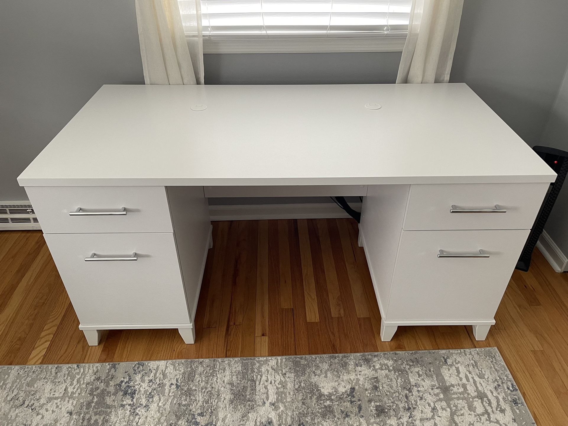 60”W x 30”D White Office Desk with Drawers