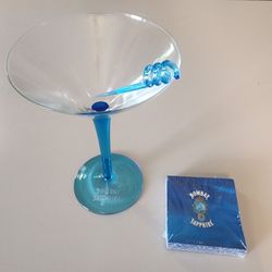 7 Martini Glasses With Stirs And Coasters