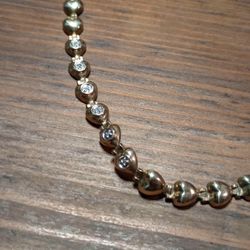 10k Yellow Gold Heart Shape 8 Inch Bracelet With 6 Diamonds 